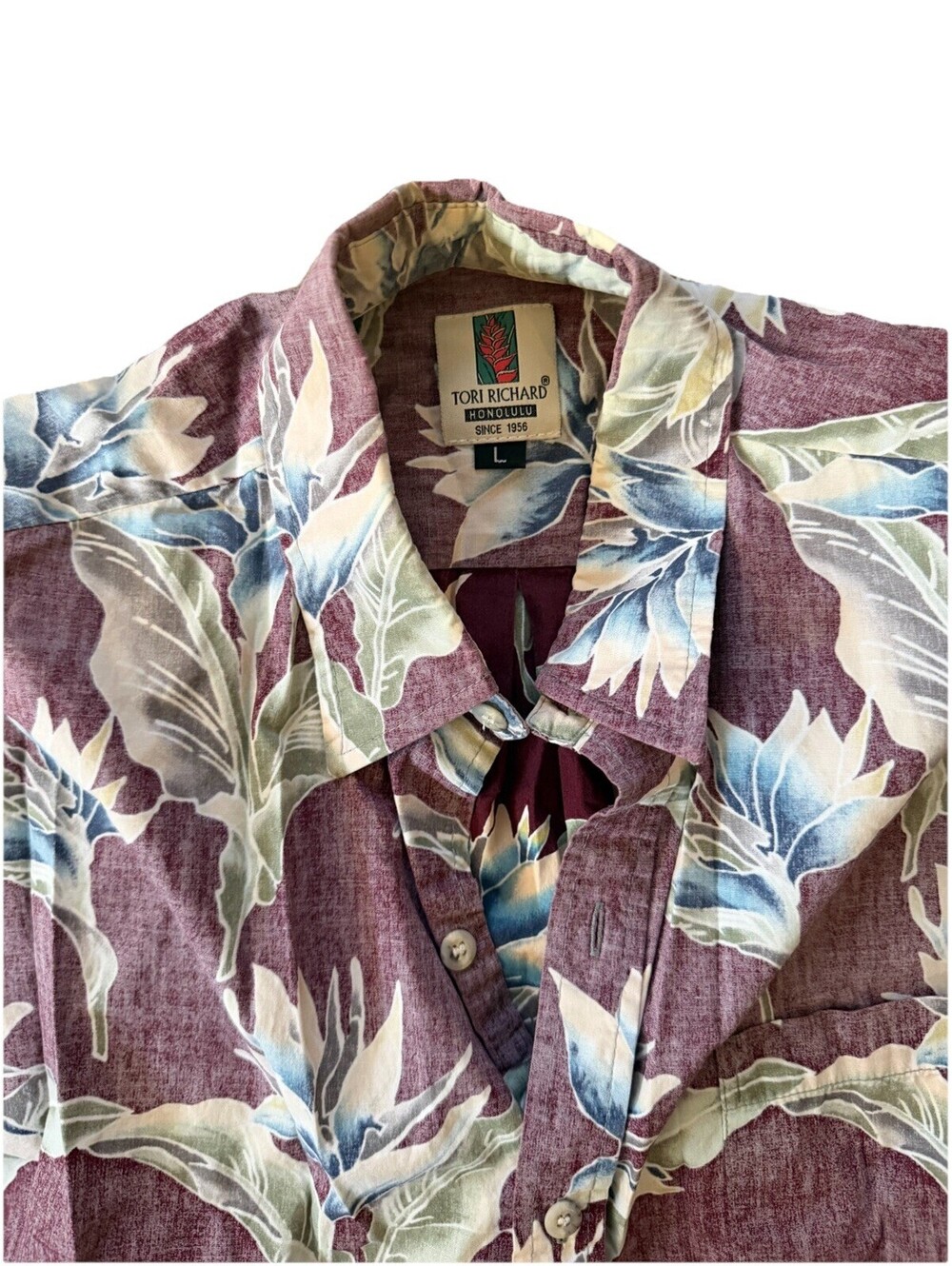 VINTAGE TORI RICHARD HAWAIIAN Tropical Floral Button-up Shirt LARGE